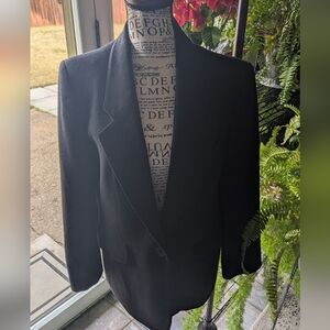 Evan Picone Women's Black Worsted Wool Blazer SZ 12